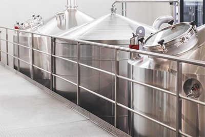 With an output volume of 100 barrels, the brewhouse is designed for twelve brews per day.
